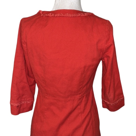 Boden Red Orange Textured Fringe Hem Mini Dress - 6 - Picture 8 of 15